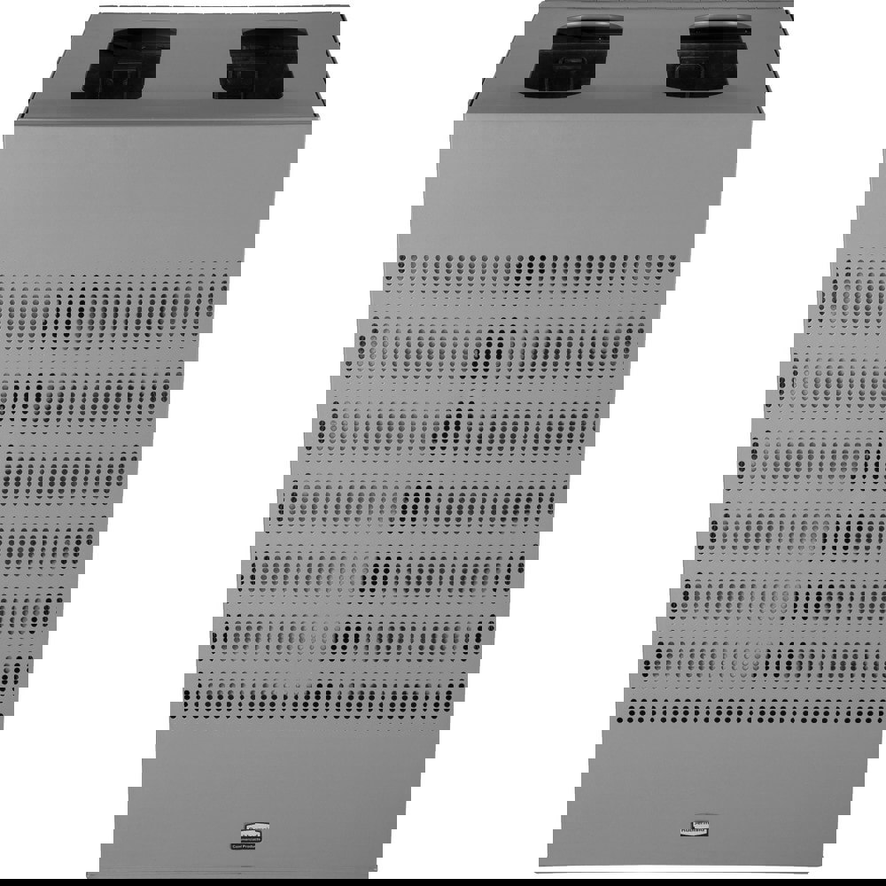 Designer Line Silhouettes Waste Receptacle, 34 gal, Steel, Silver Metallic